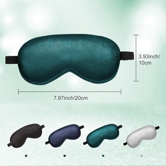 BBTO 4 Pcs Silk Sleep Eye Masks Smooth Soft Satin Eye Covers with Adjustable Strap Blindfold for Sleeping Blocking Out Lights Travel Relaxation(Black, Navy Blue, Dark Green, Gray)