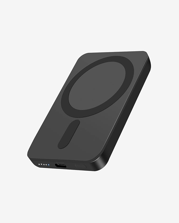Miady Mini MagSafe-Compatible Portable Charger, 5000mAh 5W Compact Magnetic Power Bank for iPhone 16/15/14/13/12, 12W USB-C Charging Battery Pack