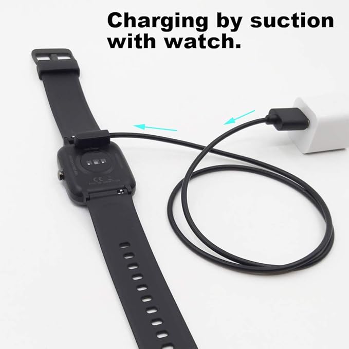 Smart Watch Cable Chargers Compatible with uaue T60 1.91 inches smartwatch, 2 PCs, Black
