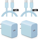 iPhone 17 16 15 Charger Fast Charging 10FT - 20W USB C Charger Block with 10FT Type C to C Cable Compatible with iPhone 17/17 Pro/17 Pro Max/Air/16/16e/15, iPad Pro, iPad Air (Blue)