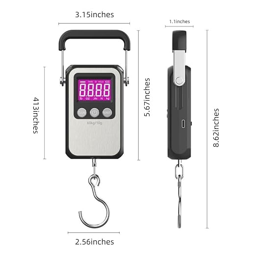 Klau Portable Rechargeable 60 kg / 120 lb Heavy Duty Hanging Scale Luggage Scales with Wide Handle Black for Home Farm Hunting Outdoor