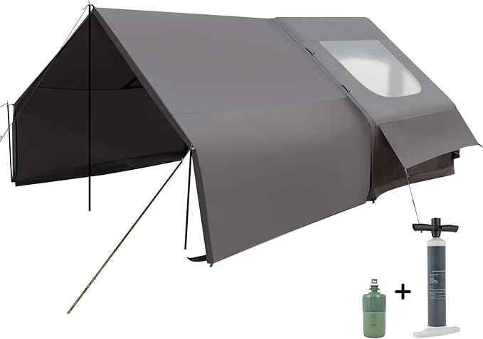 Inflatable Camping Tent with Electric Air Pump - 420D Heavy Duty Oxford - 5 Min Auto-Inflation - Panoramic Stargazing Skylight - 4 Season Luxury Glamping Cabin, 4-10 Person Multiple Sizes