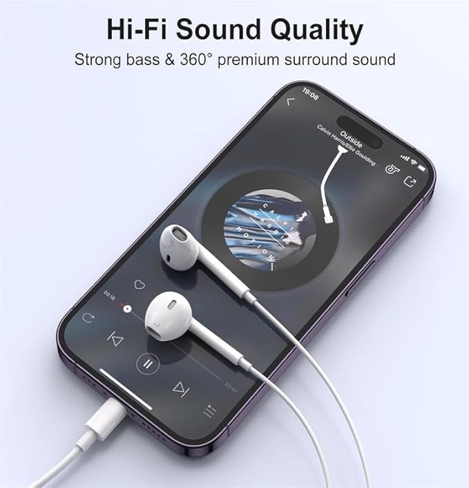2 Packs for iPhone Headphones Wired Earbuds/Earphones with Built-in Microphone & Volume Control HiFi Stereo Nosie Reduction Compatible for iPhone 14 13 12 11 Pro Max XS XR X 8 7 6, Support All iOS