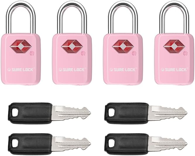 SURE LOCK Mini TSA Approved Keyed Luggage Lock – One Key Opens All, Fits Tight Zipper Gaps & Small Pull Holes, Compact Travel Lock for Suitcases, Backpacks & Handbags