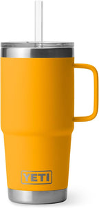YETI Rambler 25 oz Tumbler with Handle and Straw Lid, Travel Mug Water Tumbler, Vacuum Insulated Cup with Handle, Stainless Steel, Beekeeper