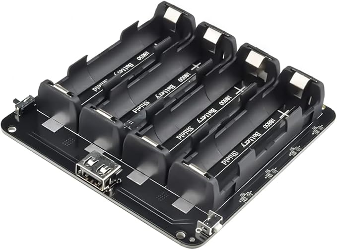 diymore 18650 Battery Holder Four Li-ion V9 Battery Shield Micro USB 5V/3A 3V/1A Power Bank Battery Charging Module (4 Holders)
