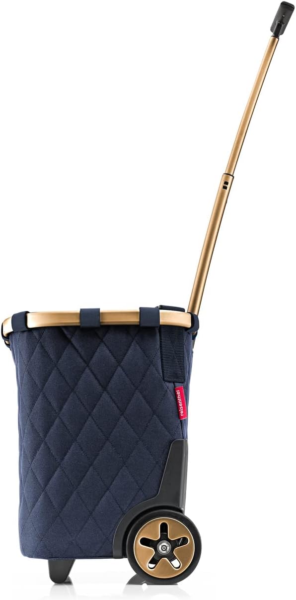 reisenthel carrycruiser Rhombus Midnight Gold - Portable Shopping Trolley with Sturdy Aluminum Frame, Shoulder Strap and Removable mesh Inner Bag -Water-Repellent