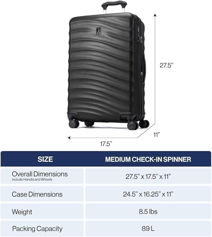 Travelpro Maxlite Air V2 Hardside Expandable Checked Luggage, 8 Spinner Wheels, Lightweight Hard Shell Suitcase, TSA lock, Slate Green, Checked Medium 25-Inch