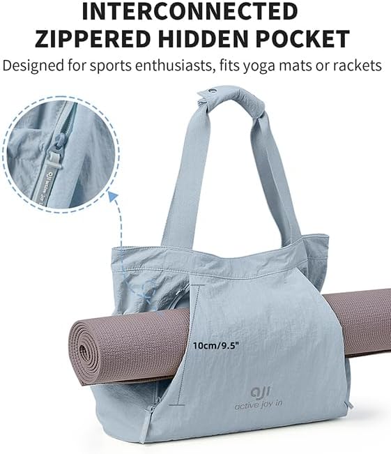 Gym Tote Bag for Women, Lightweight Yoga Mat Bag with Wet Dry Storage Pocket & Multi Pockets