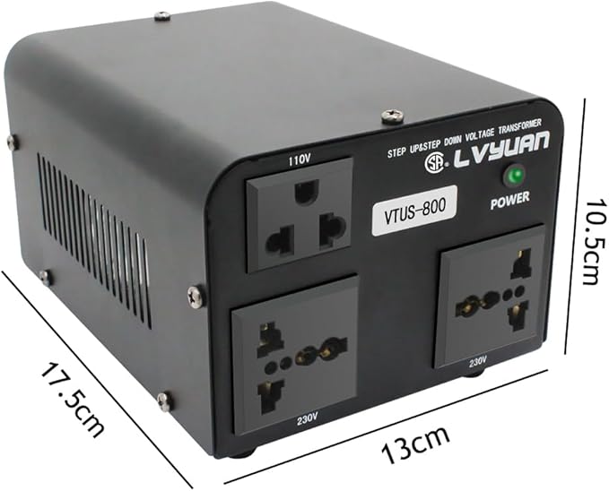 Cantonape Voltage Transformer Converter 800 Watt Step Up/Down Convert from 110-120 Volt to 220-240 Volt and from 220-240 Volt to 110-120 Volt with 1 US Outlets, 2 Universal Outlets