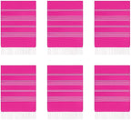 HAVLULAND 6 Packs Oversized Stripe Turkish Beach Towel 72"x40" Thin Quick Dry Sand Free Pool Bath Swim Towels Extra Large XL Clearance Blanket Adult Travel Vacation Essentials (Fuchsia)