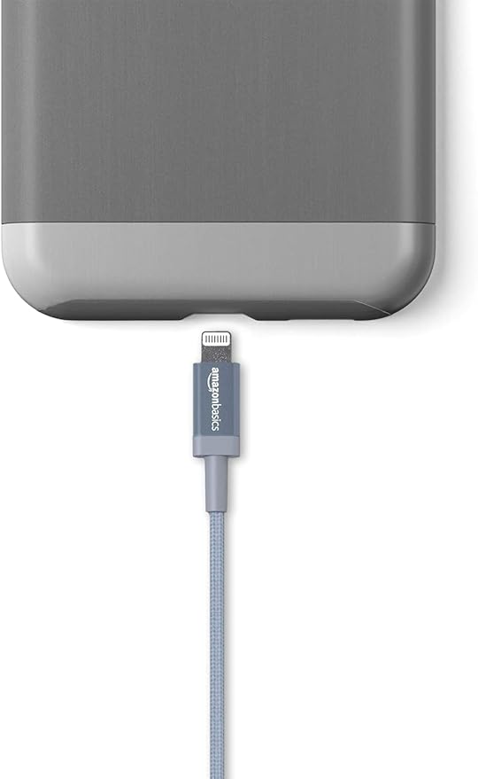 Amazon Basics USB-A to Lightning Cable, Apple MFi Certified, Nylon Braided Cord, Fast Charging, Durable, Sturdy, 3 Foot, Dark Gray