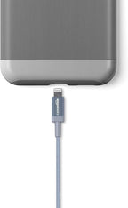 Amazon Basics USB-A to Lightning Cable, Apple MFi Certified, Nylon Braided Cord, Fast Charging, Durable, Sturdy, 3 Foot, Dark Gray
