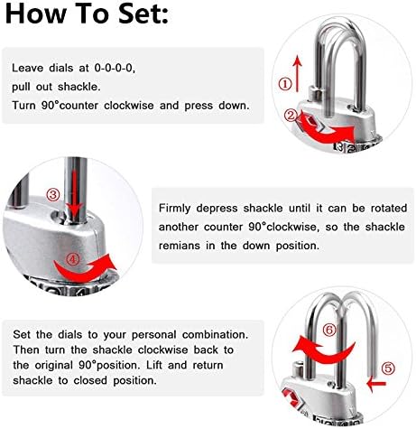 4 Dial Digit TSA Approved Travel Luggage Locks Combination for Suitcases (Silver-4pack)