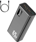 PSOOO Portable Charger 27000mAh 65W PD Fast Charging Power Bank, 3-Port External Battery Pack with LED Flashlight, Compatible with iPhone, Samsung, MacBook, Tablet, Travel & Outdoor Use (Black)