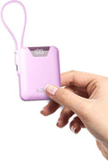 M1 Mini Portable Charger, 10000mAh Ultra-Compact Power Bank, 22.5W PD Fast Charging, Tpye-C Built-in Cable, Small External Battery Pack for iPhone, Samsung, Android iPad (Pink)