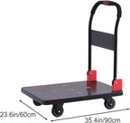 Heavy Duty Folding Hand Truck Cart with 360° Swivel Wheels Portable Luggage & Warehouse Moving Cart Large Capacity Ideal for Home & Travel (Black)