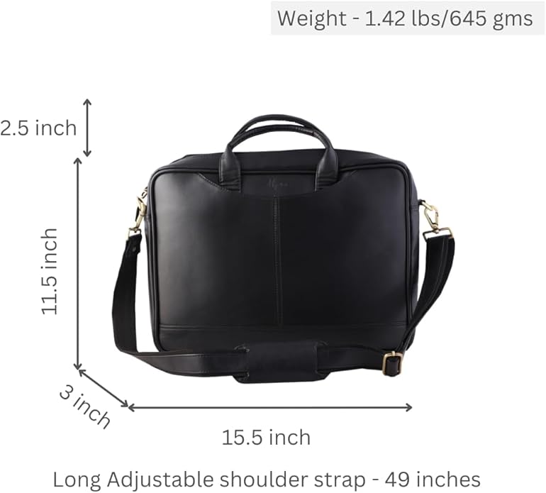Mysa LIFESTYLE Vegan Leather Messenger Crossbody Shoulder Briefcase Bag for Office Work Fit 14.5" Computer Laptop Men Women