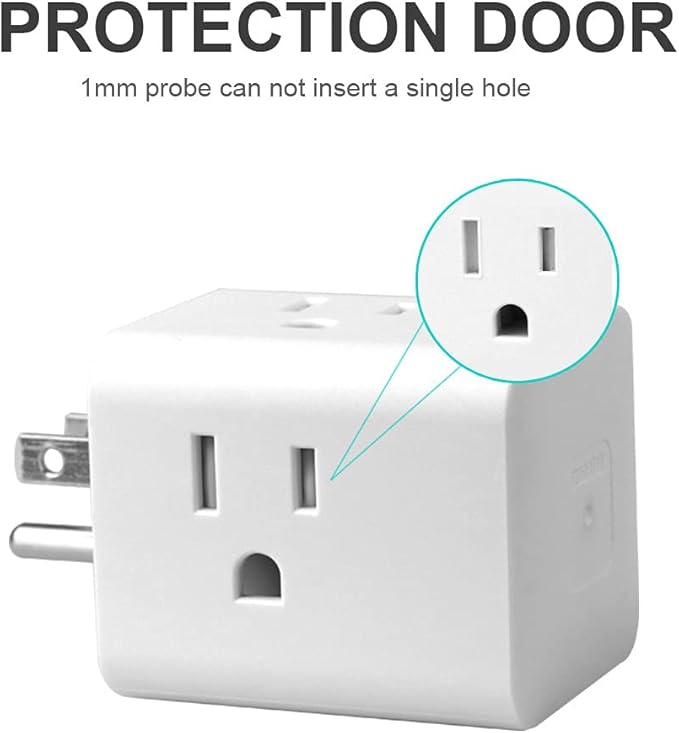 Multi Plug Outlet Extender, Vsanstar 3 Prong Wall Tap 4 Way AC Electrical Outlets Power Strip, Power Plug Splitter Grounded to USA Adapter for Home Office, Kitchen (USA Plug Outlet with USB)