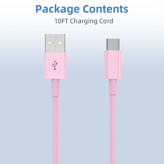 2Pack 10FT USB to USB C Fast Charging Cable for iPhone 17 16 15 Charger Cord, for Apple for iPhone 17 16 15/Pro/Pro Max/Plus Long Type C Car Carplay Cord for iPad Pro 12.9/11 for Android(Pink)