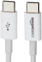 Amazon Basics USB-C to USB-C Cable, 6 Foot | 480Mbps Speed | USB-IF Certified | White | Pack of 2