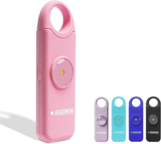 Rechargeable Personal Safety Alarm, 130dB Emergency Siren with LED Flashlight, Portable Keychain for Women, Kids, Elderly, Night Running & Travel (Baby Pink)