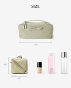 EACHY Travel Makeup Bag, Large Capacity Cosmetic Bag for Women, Waterproof PU Leather, Flat Open Portable Toiletry Bag for Skincare, Brushes & Travel Essentials