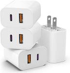 4 Pack i Phone 17 16 15 14 USB C Charger Block, iGENJUN 20W Dual Port QC + PD 3.0 Power Adapter Wall Charger, Double Fast Plug Charging Brick for i Phone 17/17 Pro/16/15/14/X, Galaxy - White