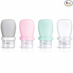2 oz Silicone Travel Bottles, Leakproof Squeeze Bottle Mini Travel Size Container for Toiletries Lotion Shampoo and Conditioner Liquid Salad Dressing to go Condiment, TSA Approved, 4 Pack