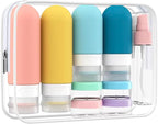 17 Pack Travel Bottles for Toiletries, TSA Approved Leak Proof Silicone Travel Containers for Toiletries with Label-Dopamine Color