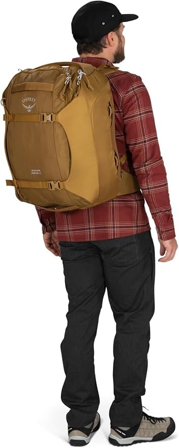Osprey Sojourn Porter 46L Travel Backpack – Carry-On Compliant Luggage with StraightJacket Compression and Padded Laptop Sleeve – Durable Pack for International or Urban Travel, Brindle Brown