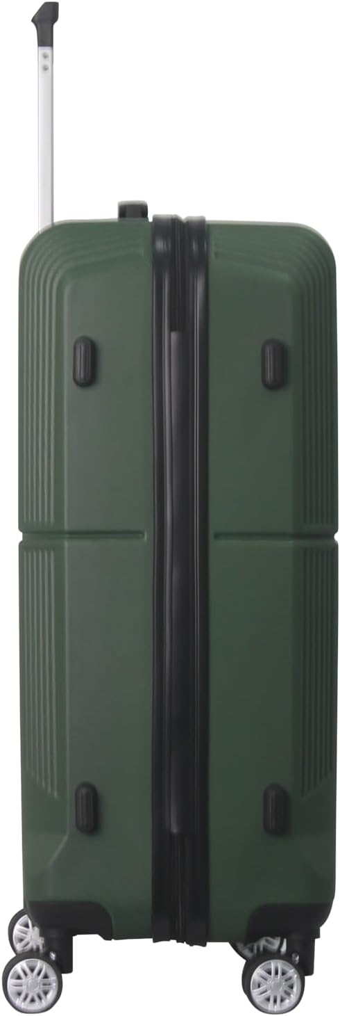 3-Piece Luggage Set 3 (20"/24"/28"), Hardside Suitcases with 8 Spinner Wheels, Scratch-Resistant ABS Shell, set2, set3 Travel Suitcase, TSA Lock (Minimalist Design, Green)