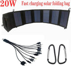 30W Portable Solar Panel Charger Output 20W 5.2V 2A 2USB, Foldable Solar Panel Charger for Laptops Phones,Mini Fans,Ipads,with a USB Extension Cable (Black)