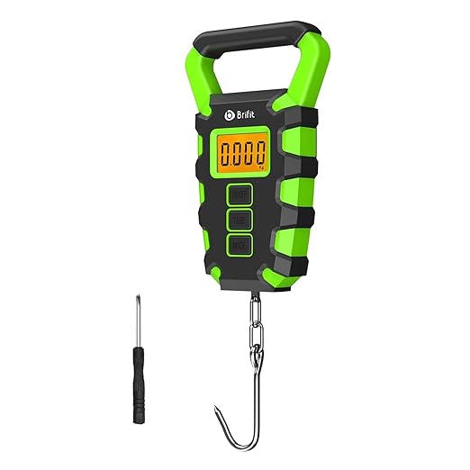 50Kg Hanging Scale with Ruler Digital Portable Fish Hook Electronic Weighting Luggage Scale LED Display Balance(Green)