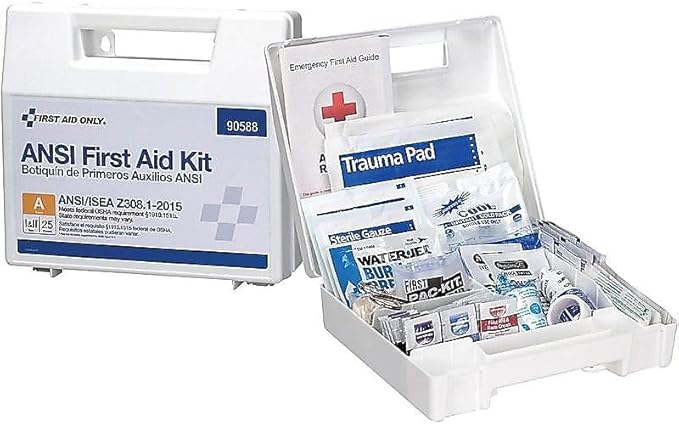 First Aid Only 90562 ANSI A 2015 and OSHA Compliant First Aid Kit, 25-Person Emergency First Aid Kit for Business, Home, Car, and Construction Sites, 89 Pieces