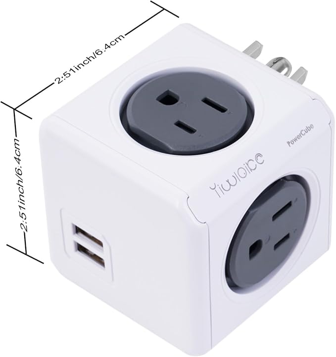 Surge Protector Power Board, 4 - Outlet Extender Multi - Plug Socket with 2 USB Charging Ports, 175 Joules Protection, Suitable for Homes, Offices, ETL - Certified (red)
