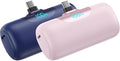 [2 Packs]Mini Portable Charger for iPhone 17, 5500mAh LCD Display USB C Power Bank,Fast Phone Charging Travel Pocket Size Battery Pack for iPhone 17/17 Pro/17 Pro Max/16/15 Series,Android(Navy+Pink)