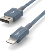 Amazon Basics USB-A to Lightning Cable, Apple MFi Certified, Nylon Braided Cord, Fast Charging, Durable, Sturdy, 3 Foot, Dark Gray