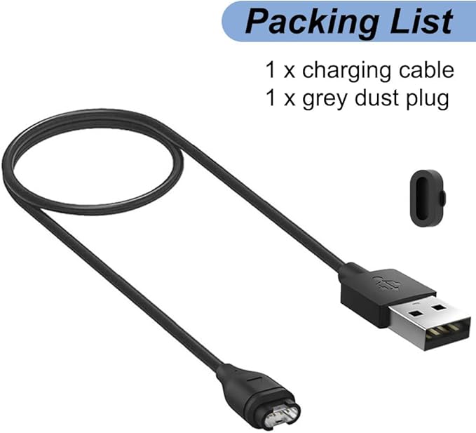 Charger for Garmin Vivoactive 6/5/4/4s/3, Replacement USB Charging Cable with Black Dust Plug for Garmin Watch(1)