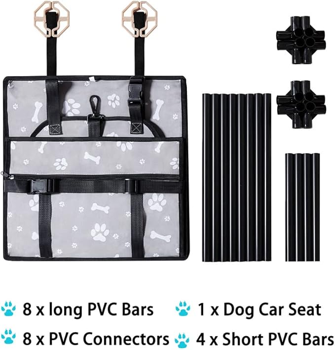 GENORTH Small Dog Car Seats for Small Dogs,Portable Puppy/Pet Car Booster Seat with Clip-On Leash and Mesh Window for Small Pet Up to 11 lbs