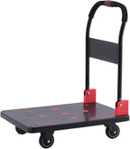 Folding Hand Truck Cart with 360° Swivel Wheels Portable Luggage & Warehouse Cart for Easy Moving Compact Lightweight Black