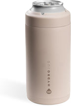 HydroJug Standard Can Cooler - 2-in-1 Insulated Can Cooler Cup - Stainless Steel Can Holder with Non-Slip Rubber Base - Screw-Top Lid - Dishwasher Safe - 16oz, Dune