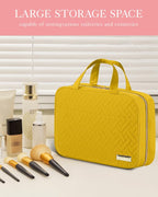 HOTOR Travel Toiletry Bag - Hanging Toiletry Bag for Women & Men, Makeup Bag/Big Comparment, Waterproof for Travel Accessories, Travel Essentials, Medium, Yellow