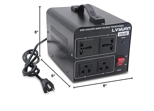 Yinleader 1500W 110V to 220V or 220V/230V/240V to 110V/120V Power Converter Step Up/Down Voltage Transformer Converter for Use 220V Overseas Appliances