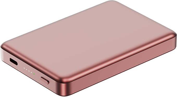 X Blade 10K Slim Magnetic Power Bank - 10000 mAh – MagSafe Portable Charger for iPhone and Samsung, Wireless Fast Charging USB-C PD 20W, Ultra Thin Metal Design, Rose Gold