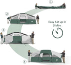 CAMPROS CP Tent 8 Person Camping Tents, Weather Resistant Family Tent, 5 Large Mesh Windows, Double Layer, Divided Curtain for Separated Room, Portable with Carry Bag