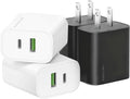 4 Pack USB C Charger Block,20W USB-C & USB-A Port Charger，for i Phone 17/16/15/14/13/12/11/X/8, i Pad and More