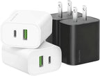 4 Pack USB C Charger Block,20W USB-C & USB-A Port Charger，for i Phone 17/16/15/14/13/12/11/X/8, i Pad and More