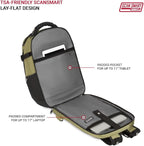 SwissGear Travel Tech Pro Laptop Backpack – Fits Laptops up to 16” – ScanSmart TSA-Friendly Backpack with Multiple Organizer Pockets – Olive