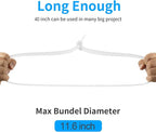 Armpow 40 inch White Zip Ties Heavy Duty 15 PCS, 440 LBS Ultra Exclusive Strong Plastic Wire Ties, Large Cable Ties Extra Long Tie Wraps, Indoor and Outdoor UV Resistant